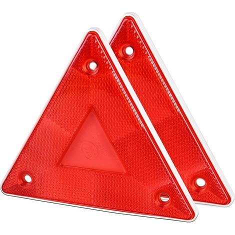 Lot de 2 Réflecteurs standard pour remorque arrière, triangulaires pour droite et gauche, à fixer, cataphote, catadioptre remorque, Accessoires universels pour remorque (Rouge) (1/5)