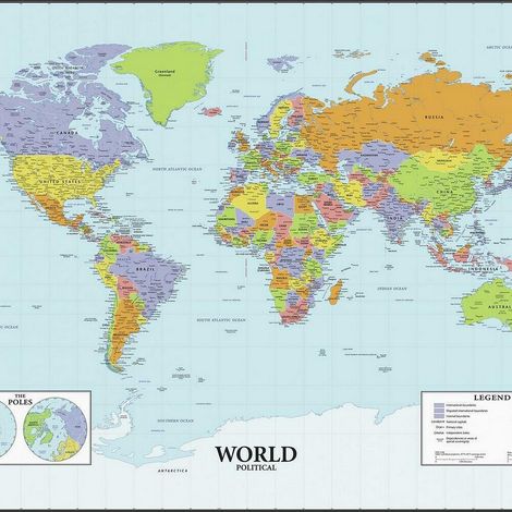 Stickers carte du monde effaçable – Multi-usages repositionnables – Dimensions 60,96 x 44,45 cm – Décoration murale pour enfants – Roommates