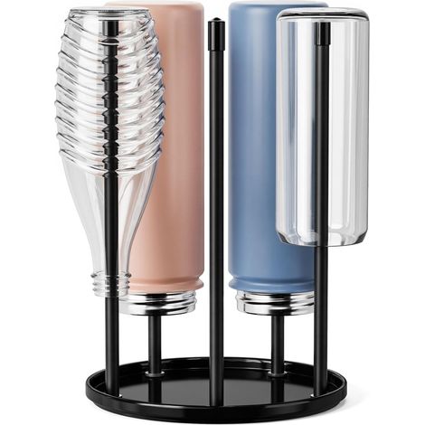 Porte-bouteilles pour SodaStream - Égouttoir en céramique de qualité supérieure avec bac d'égouttement pour 5 bouteilles SodaStream Crystal - Noir (1/5)