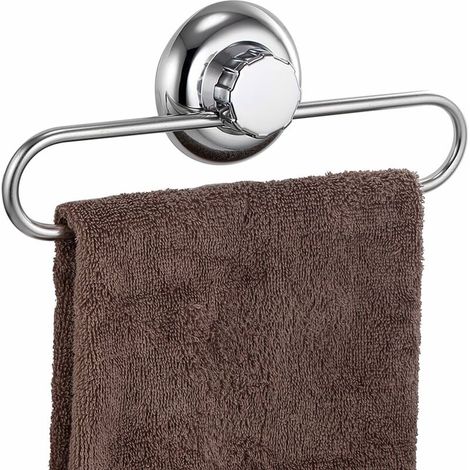 Towel Ring with Suction Cup - Vacuum System - No Drilling Required - Stainless Steel - Wall Mounted Towel Holder for Bathroom and Kitchen (1/5)