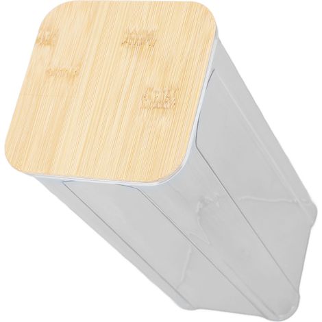 Boîte de Rangement Alimentaire Hermétique 2000ml avec Couvercle en Bambou pour Pâtes, Farine, Céréales, Riz, Thé, Café - 10.7x25.5cm (1/5)