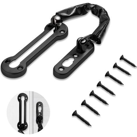 Cadenas antivol - Chaîne de sécurité robuste pour portes battantes, idéale pour la maison, la chambre, l'hôtel et le bureau, noir, 1 unité (1/5)