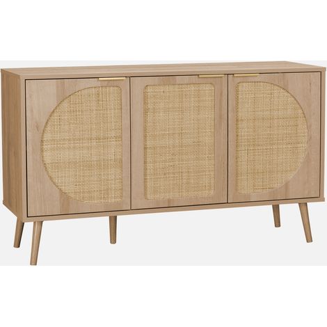 Aparador escandinavo con efecto madera de 3 puertas, 120cm (1/5)