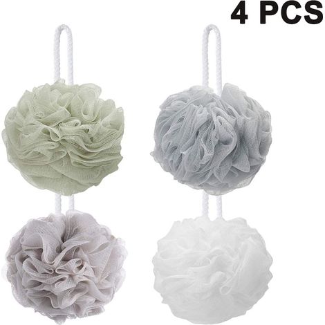 Ensemble de 4 éponges de bain Shower Bouquet, éponges extra larges en maille douce pour hommes et femmes, pour un nettoyage en douceur et des accessoires de beauté pour le bain (1/4)