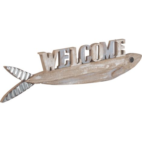 Signes Grimalt Mur de la plaque en bois en bois Walcom Wall Orno Welcome Brown Wood Plaques 3x81x18cm 29417 (1/3)