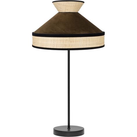 FABRILAMP Tischleuchte Modell FABRIZO Hoch mit Detail Natur/Braun