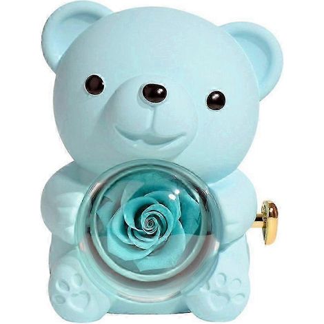 Ours en peluche avec rose éternelle et collier cœur rotatif, coffret cadeau pour femme, maman, grand-mère, petite amie, Saint-Valentin, anniversaire (1/5)