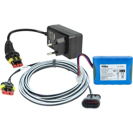vhbw 1x Alimentation, 1x Batterie 3000 mAh, 1x Câble basse tension remplacement pour Husqvarna 589 58 62-01, 584 85 28-02 pour tondeuse à gazon