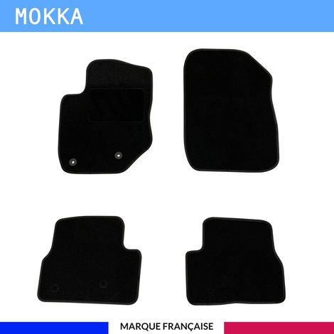 Tapis de sol voiture - Sur mesure pour  Opel MOKKA dès 02/2021 - Antidérapant - Tapis de sol 4 pièces - Moquette - Noir (1/4)