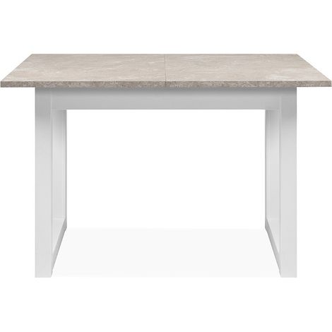 CALICOSY - Table à manger extensible décor travertin et blanc L120-160 cm - HOUSTON (1/5)