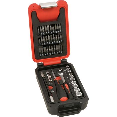 Juego llave 46 vasos + puntas 1/4" MOB -