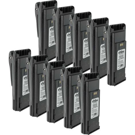 vhbw 10x Akku Ersatz für Motorola MNN4254AR, NNTN4496, NNTN4496AR für Funkgerät, Walkie Talkie (2500 mAh, 7,2 V, NiMH) + Gürtelclip