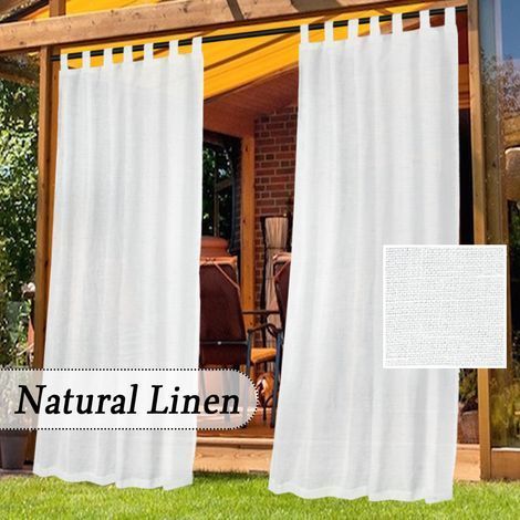 2 Panneau Easy-Going Rideaux d'extérieur imperméables et Coupe,Vent d'aspect Lin,Rideaux x et épais pour terrasse, tonnelle, 132 x 213 cm, Beige (1/5)