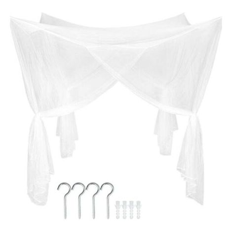 royaluxe-Moustiquaire pour lits simples et doubles, moustiquaire carrée, maille fine, anti-insectes, 4 entrées (200 x 220 x 240 cm)