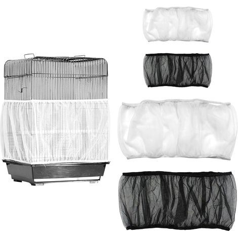 4 Pièces Couverture De Cage à Oiseaux,2 Tailles Couvertures de Cage à Oiseaux,Noir Blanc Filet Cages Oiseaux Housse De Protection en Maille pour Perroquets Aras Cages Rondes et Carrées (1/5)