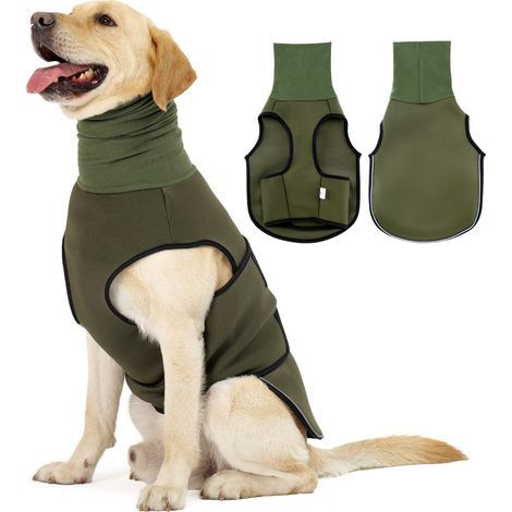 Combinaison réfléchissante multifonctionnelle pour chien - body apaisant pour chien, prévient la peur - vert armée - taille S (1/5)