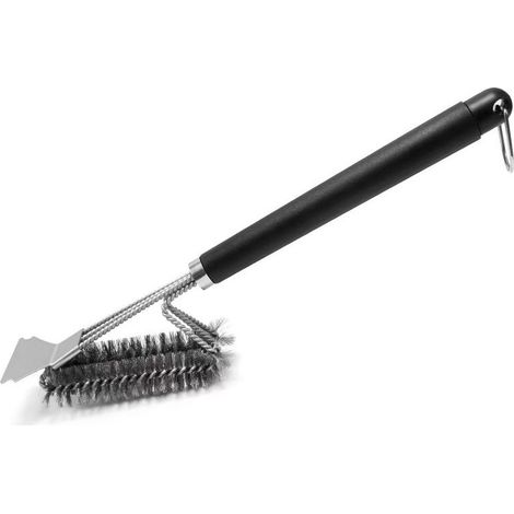 Brosse de nettoyage pour barbecue avec grattoir en acier inoxydable, poils et manche extra long, brosse métallique pour barbecue (1/5)