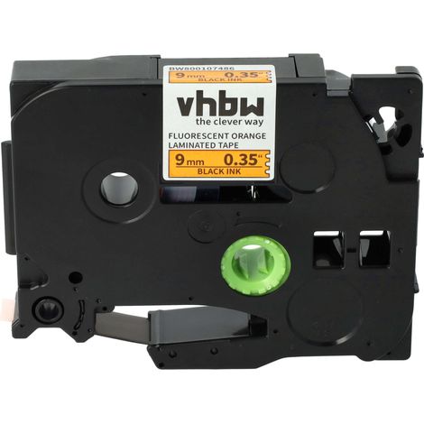 vhbw Label Tape Replacement for Brother TZE-B21, TZ-B21 for Label Printer 8m x 9 mm, Black on Neon-Orange (1/4)