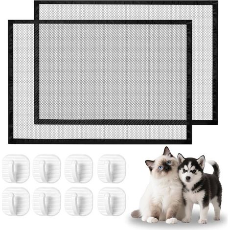 Lot De 2 Grilles De Barrière D'Escalier Pour Chien-110X72Cm-Sans Perçage-Sans Perçage-Avec 8 Crochets Adhésifs-Pour Chien Et[CA222] (1/5)