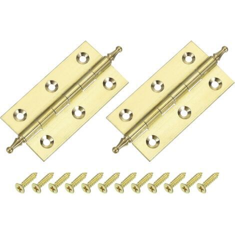 2 Pcs Charnières À Paumelle Pliantes, 3 Pouces Petites Charnières En Laiton Pour Porte À Paumelle Pour Meuble Pointues Pliantes Vis Boîtes, Ton Or (1/5)