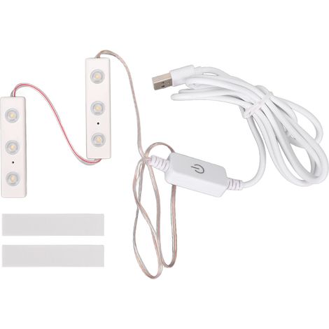 Miroir de maquillage LED avec lumière réglable, bande lumineuse DIY à brancher USB, 2 bandes (6 puces LED) (1/5)