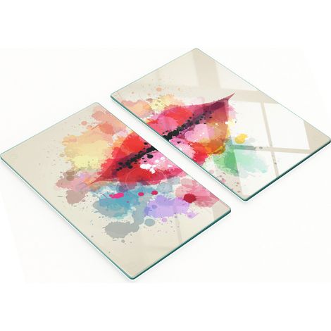 Tablas de cortar de vidrio para cocina con coloridos dibujos de labios 2x30x52 cm