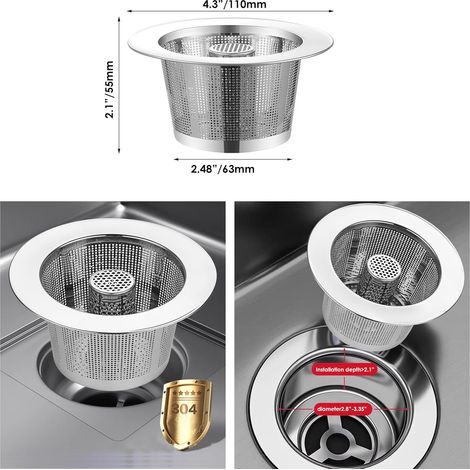 1 Pcs Crépine D'évier Conique, Inoxydable Filtre Cheveux Douche Protection de Drain de pour Cuisine, Salle de Bain, Balcon