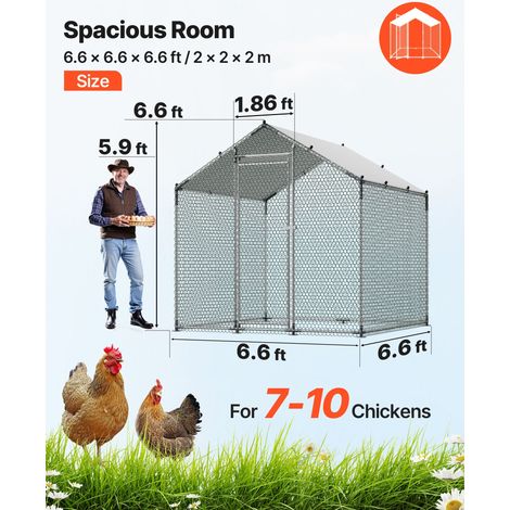 Enclos Poulailler Métal 2x2x2 m Parc Grillagé à Poule Toit en Forme de Pente Grande Cage Extérieur pour Poules, Canards, Lapins, Vo… (1/5)