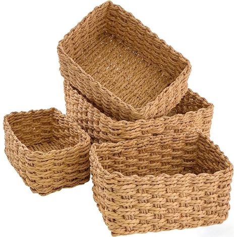 Panier De Rangement - Lot De 4 - Osier Naturel - Tressé à La Main - Pour Jouets Et Salle De Bain - Tailles Variées (1/5)