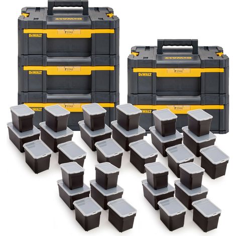5x Dewalt DWST1-70705 TStak III Deep Draw Stackable Tool Storage Box Organisers