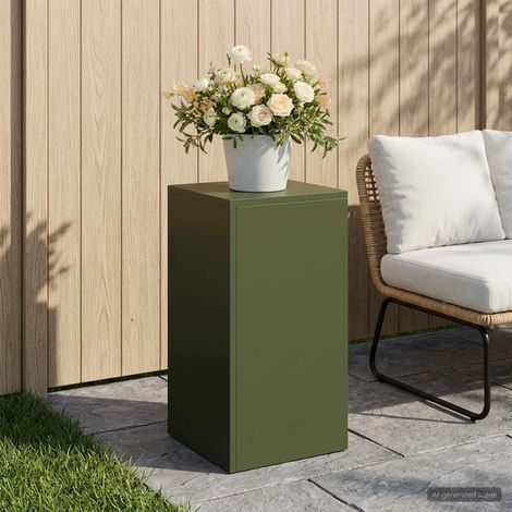 vidaXL Soporte de plantas Verde oliva 30 x 30 x 60 cm Acero oxidado (1/5)
