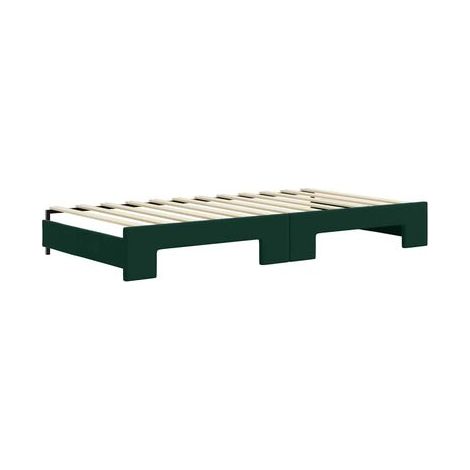 Banquette-lit à tiroirs, vert foncé, 100 × 200 cm, velours, velours doux et confortable, rangement pratique intégré, pour chambre, décor moderne, facile à assembler (1/5)