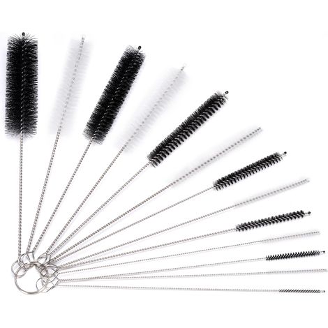 Lot de 13 brosses de Nettoyage, pour Paille, Bouteille, Tuyau à Lait, en Nylon, pour Tubes à essai, théière, Boire, pailles, en Nylon (1/5)