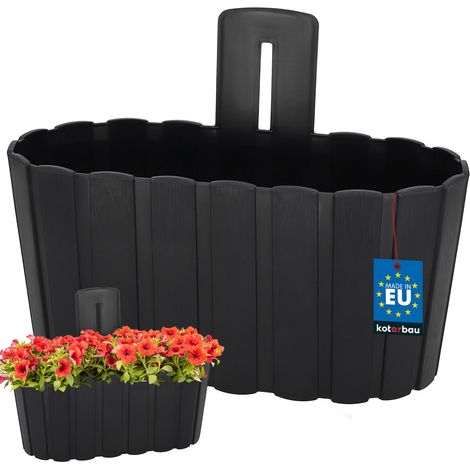 Vaso da fiori da parete, stile rustico, antracite, 280 mm