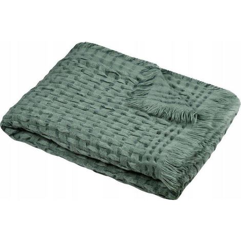 Mexen Alfie Plaid Salbeigrün 130 x 150 cm mit Fransen