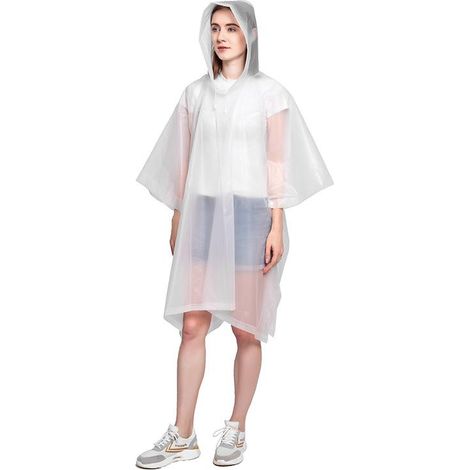 Poncho de pluie, poncho imperméable 2 pièces, poncho de pluie réutilisable en EVA, adulte unisexe, camping, voyage, activités de plein air, différentes tailles (1/5)