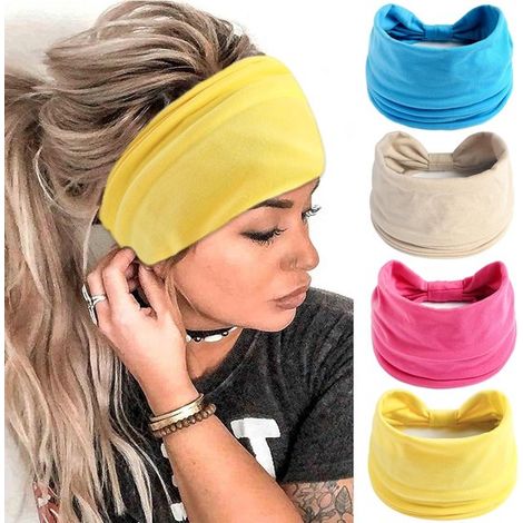 Accessoires pour cheveux femme - Bonnet neutre - Bonnet extra doux - Bonnet élastique de yoga - Bonnet blanc épais - Accessoires pour cheveux tendance pour adultes et adolescentes - Ensemble (1/5)