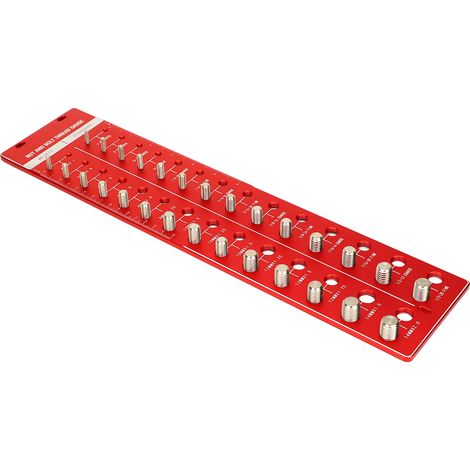 Outil de vérification des filetages pour écrous et boulons, 14 tailles métriques et 14 tailles standard, avec règle de 14 cm (6 pouces) (1/5)