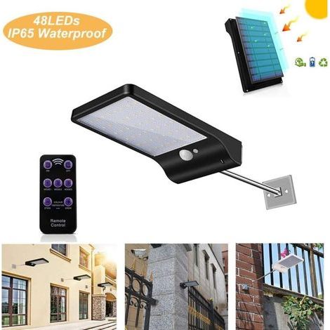 Solar-Außenleuchte mit 48 LEDs und Bewegungsmelder – 450 Lumen, dimmbar – IP65 wasserdicht – inklusive Fernbedienung (1/5)