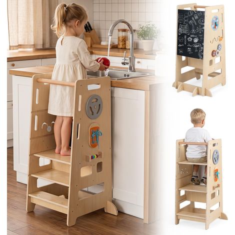 COSTWAY 4 in 1 Torre Montessoriana per Bambini con Altezza Regolabile (1/5)