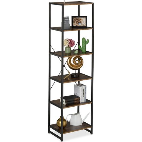 Librería industrial con 6 estantes abiertos para almacenamiento (1/5)