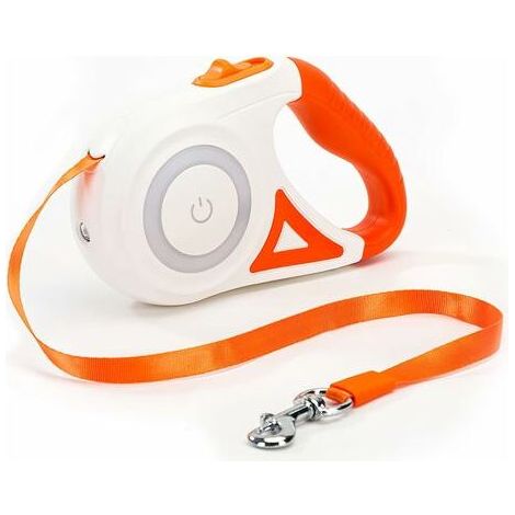 Laisse De Chien Rétractable, Frein Et Verrouillage Faciles à Un Bouton Laisse De Chien Extensible avec Lampe De Poche LED(M, Longueur De Corde 5M, Orange) (1/5)