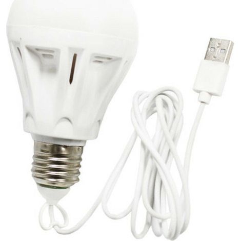 TrAdE Shop Traesio - Lampadina Lampada Led Usb 3w 5w 7w 5v Luce Bianca Portatile Campeggio Emergenza - 7 Watt