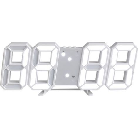 Horloge LED avec alarme, lumière blanche, design moderne 23 cm pour bureau ou chambre (1/5)