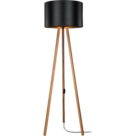 Piantana lampada lampada treppiede altezza 136 cm E27 bambù/nero 030007273