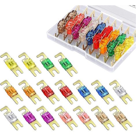 Lot de 18 mini fusibles ANL plaqués pour applications automobiles et marines. (1/5)