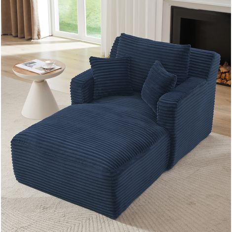 Divano letto chaise longue in cord blu salvaspazio OKMYHOME (1/5)