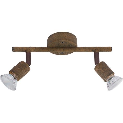 Plafoniera LED soggiorno plafoniera ruggine faretti orientabili, 2x 3 watt 2x 250 lumen 3000 Kelvin, LxH 26x15 cm