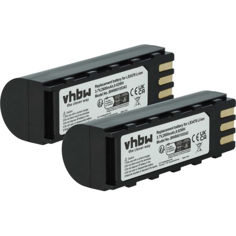 vhbw 2x batteria compatibile con Zebra DS3478-DP, DS3478, DS3578-HD, DS3478-SF, DS3578-SR lettore di codici a barre, POS (2600mAh, 3,7V, Li-Ion)
