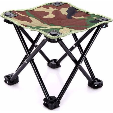 Chaise de pêche pliante légère avec sac de rangement (petit camouflage), tabouret pliant chaise pliante d'extérieur, tabouret de barbecue léger, convient pour la pêche en plein air, les pique niques, (1/5)